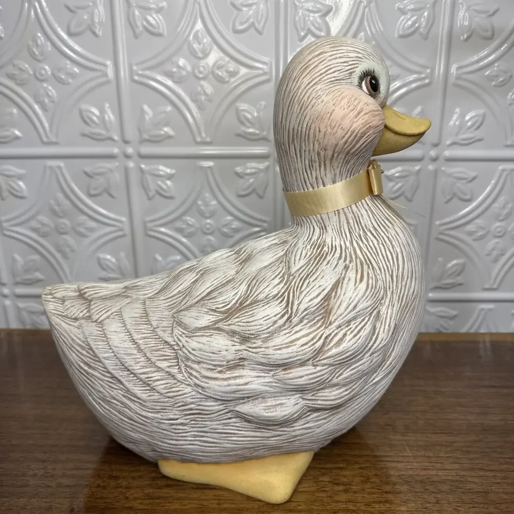 Vtg Dona Ceramic Painted Duck Duckling Mold Pink Farmhouse Country Core Large